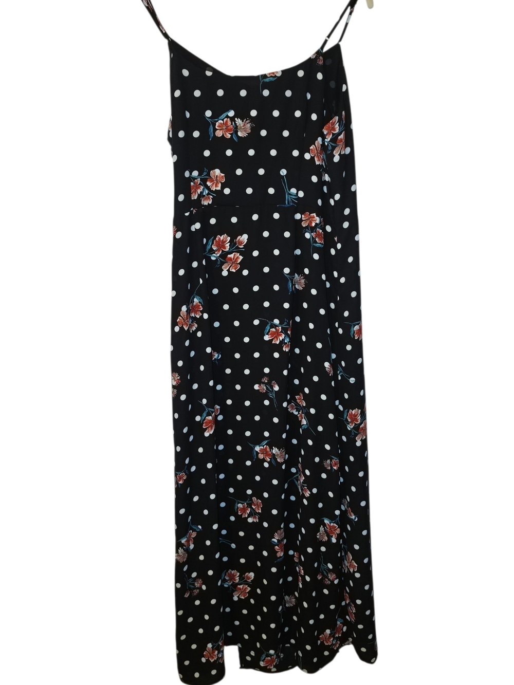 Philosophy Black Floral Polka Dot Half Wrap Maxi Dress Women's 10